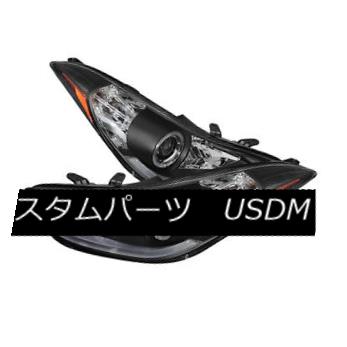 ヘッドライト Fit Hyundai 11-13 Elantra Black DRL LED Bar Halo Projector Headlights Lamps フィットヒュンダイ11-13エラントラブラックDRL LEDバーハロープロジェクターヘッドライトランプ 【並行輸入品】