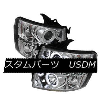 ヘッドライト Chevy 07-13 Silverado CCFL Chrome Dual Halo LED Projector Headlights Lamp Set Chevy 07-13 Silverado CCFLクロームデュアルハローLEDプロジェクターヘッドライトランプセット 【並行輸入品】