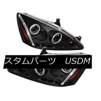 ヘッドライト Honda 03-07 Accord Black CCFL Dual Halo LED Projector Headlights Lamp DX LX EX ホンダ03-07アコードブラックCCFLデュアルハローLEDプロジェクターヘッドライトランプDX LX EX 【並行輸入品】