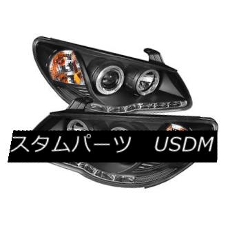 ヘッドライト Fit Hyundai 07-10 Elantra Black DRL Dual Halo LED Projector Headlights Lamps フィットヒュンダイ07-10 Elantra Black DRLデュアルハローLEDプロジェクターヘッドライトランプ 【並行輸入品】