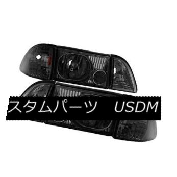 ヘッドライト Ford 87-93 Mustang Smoke Tinted Lense Headlights Corner Lamps GT LX SVT フォード87-93ムスタングスモークライムライトヘッドランプコーナーランプGT LX SVT 【並行輸入品】