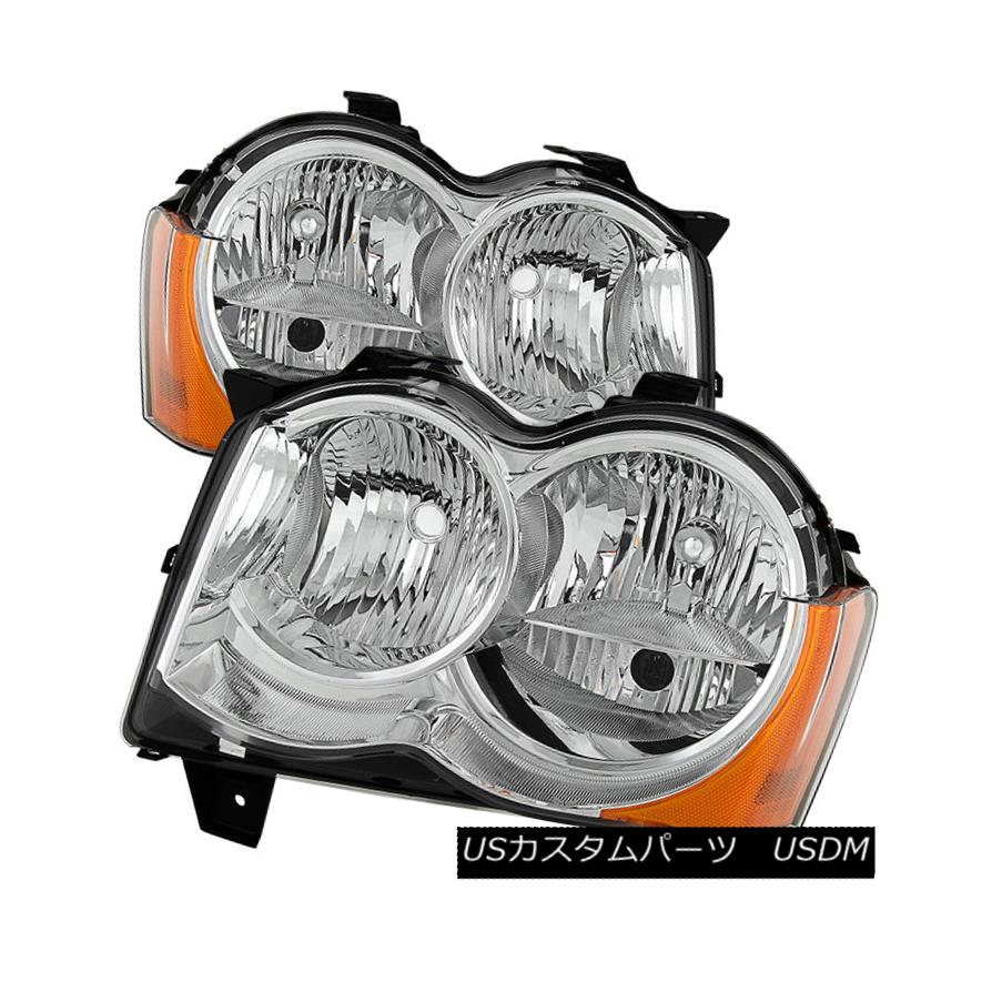 ヘッドライト Jeep 08-10 Grand Cherokee Chrome Housing Replacement Headlights Pair Set ジープ08-10グランドチェロキークロムハウジング交換ヘッドライトペアセット 【並行輸入品】