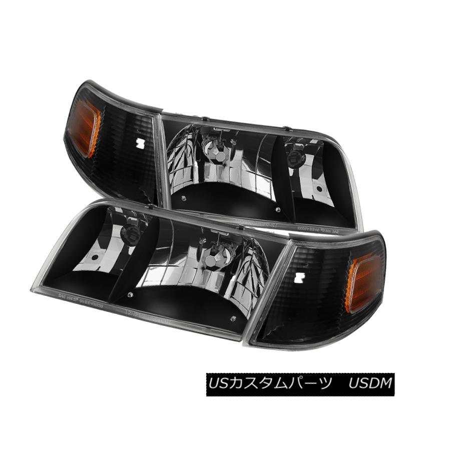 ヘッドライト Ford 98-11 Crown Victoria Black Housing Replacement Headlights Left+Right Set フォード98-11クラウンビクトリアブラックハウジング交換ヘッドライト左+右セット 【並行輸入品】