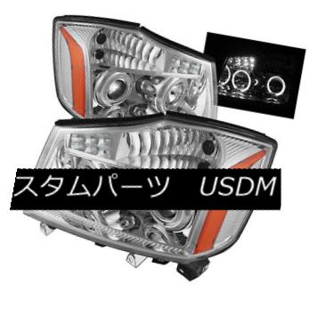 ヘッドライト Fit Nissan 04-15 Titan / 04-07 Armada Chrome Angel Eyes Projector LED Headlights フィット日産04-15タイタン/ 04-07アルマダクロームエンジェルアイズプロジェクターLEDヘッドライト 【並行輸入品】
