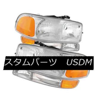 ヘッドライト GMC 99-06 Sierra 00-06 Yukon Clear Replacement Headlights + Bumper Lamps Set GMC 99-06シエラ00-06ユーコンクリアヘッドライト+バンパーランプセット 【並行輸入品】