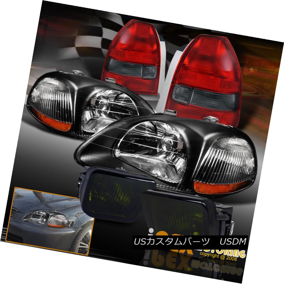 ヘッドライト 96-98 Honda Civic 3Dr HB EK JDM Black Headlights + Smoke Tail Lights + Fog Light 96-98ホンダシビック3Dr HB EK JDMブラックヘッドライト+煙テールライト+フォグライト 【並行輸入品】