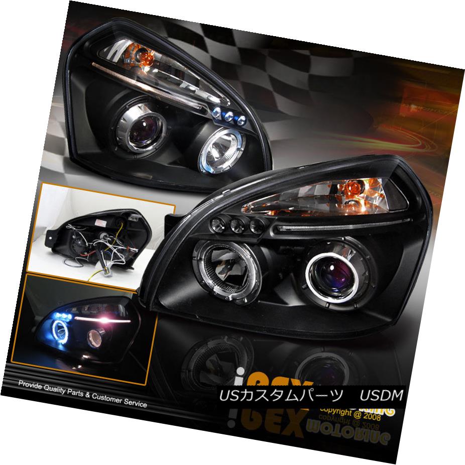 ヘッドライト For 2005 2006 2007 Hyundai Tucson Dual Halos Projector LED Headlights Black 2005年2006年の現代ツーソンデュアルハロープロジェクターLEDヘッドライトブラック用 【並行輸入品】