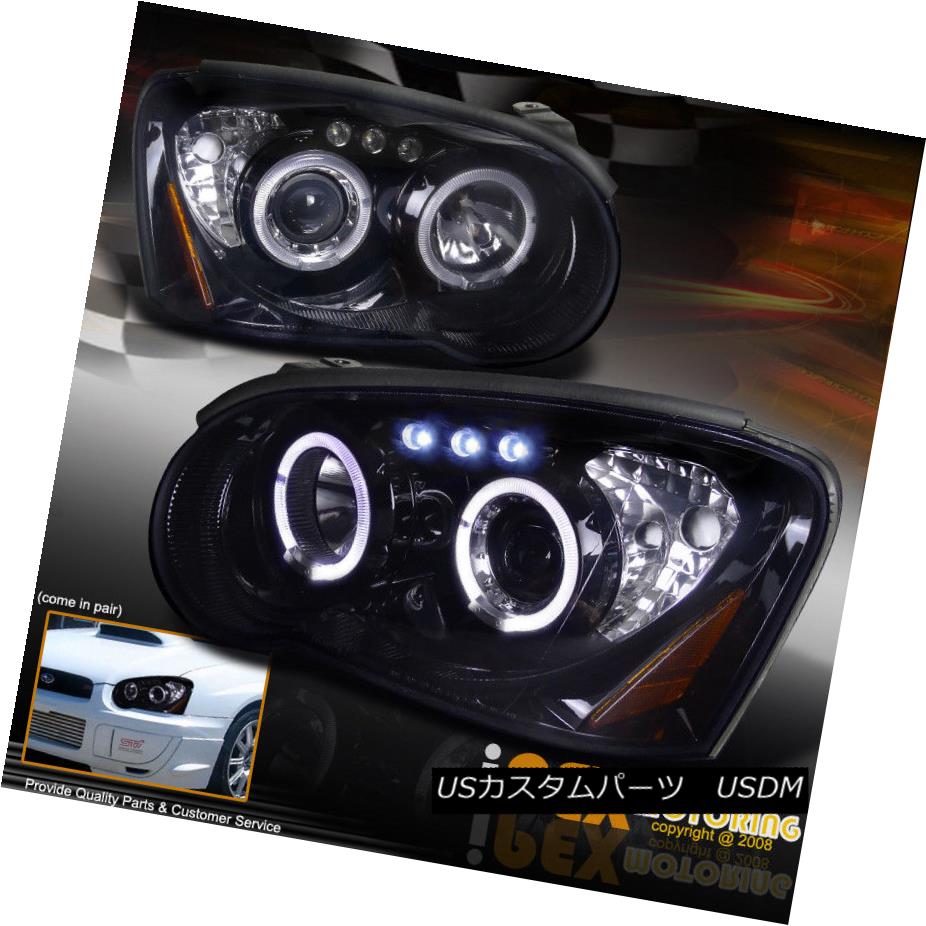 ヘッドライト Shiny Dark Black 2004-2005 Impreza WRX STi Dual Halo Projector LED Headlights シャイニー・ダーク・ブラック2004-2005インプレッサWRX STiデュアル・ハロー・プロジェクターLEDヘッドライト 【並行輸入品】
