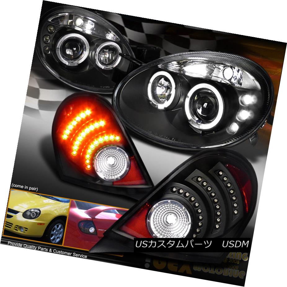ヘッドライト 2003 2004 2005 Dodge Neon Dual Halo Projector Headlights W/ LED Tail Light Black 2003 2004 2005 Dodge NeonデュアルヘイロープロジェクターヘッドライトW / LEDテールライトブラック 【並行輸入品】
