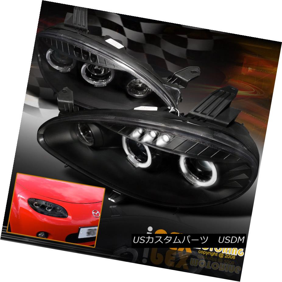 ヘッドライト New 2001-2005 Mazda MX5 MX-5 Miata Halo Projector LED Headlights Headlamps Black 新しい2001-2005マツダMX5 MX - 5 MiataハロープロジェクターLEDヘッドライトヘッドランプブラック 【並行輸入品】