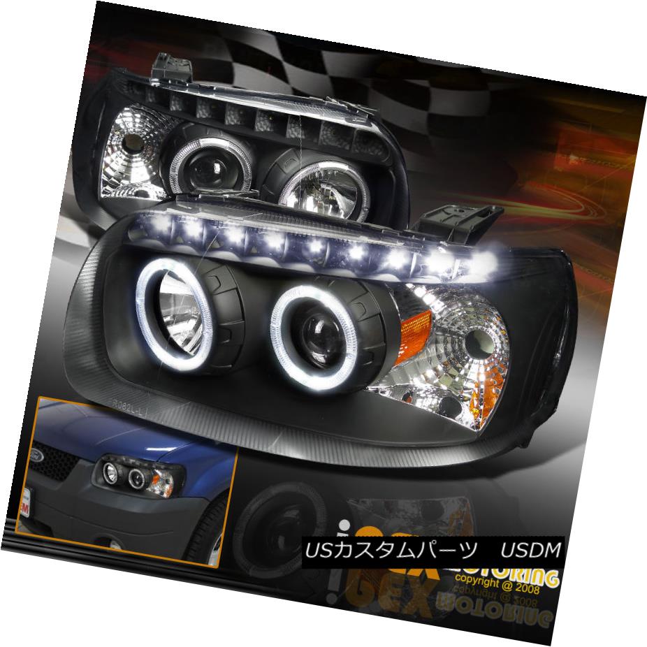 ヘッドライト 2005 2006 2007 Ford Escape XLS XLT Hybrid Halo Projector LED Headlights Black 2005年2006 2007フォードエスケープXLS XLTハイブリッドハロープロジェクターLEDヘッドライトブラック 【並行輸入品】