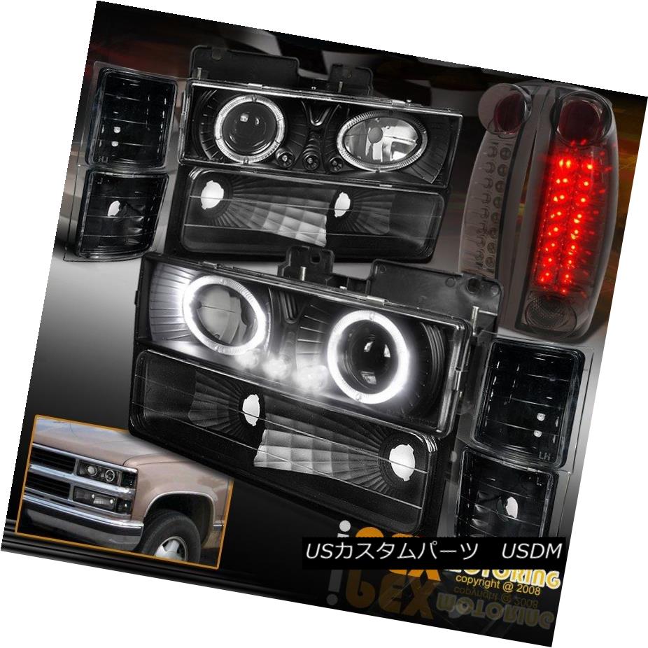 ヘッドライト 94-98 Chevy Silverado [10-Piece] Halo Projector Black Headlights+LED Tail Lights 94-98シボレーシルバラード[10ピース]ハロープロジェクターブラックヘッドライト+ LEDテールライト 【並行輸入品】