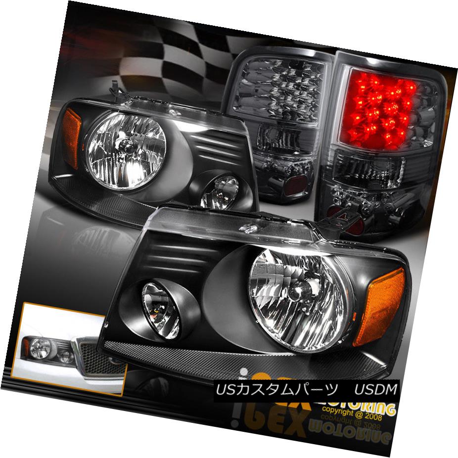 ヘッドライト 2004-2008 Ford F150 F-150 PickUp Black Headlights + Bright LED Tail Lights Smoke 2004-2008フォードF150 F-150 PickUpブラックヘッドライト+ブライトLEDテールライトスモーク 【並行輸入品】