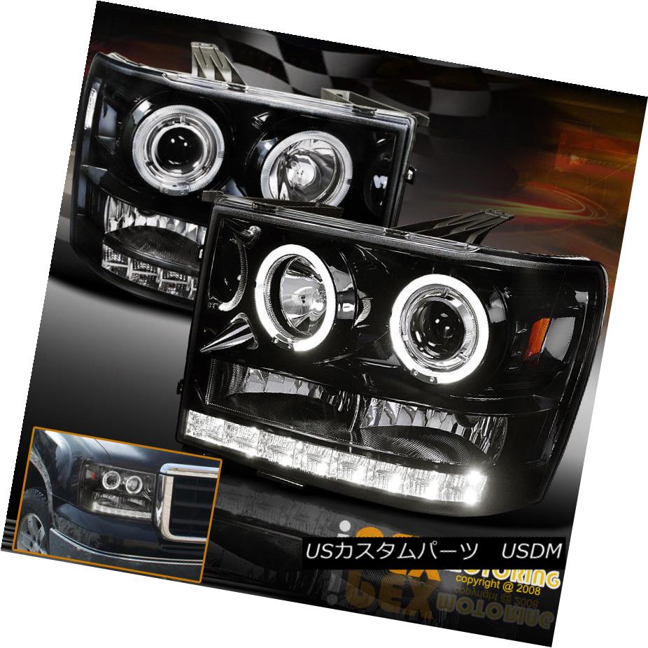 ヘッドライト Shiny Dark Black 2007-2013 GMC Sierra 1500 2500 Halo Projector LED Headlights Shiny Dark Black 2007-2013 GMC Sierra 1500 2500 HaloプロジェクターLEDヘッドライト 【並行輸入品】