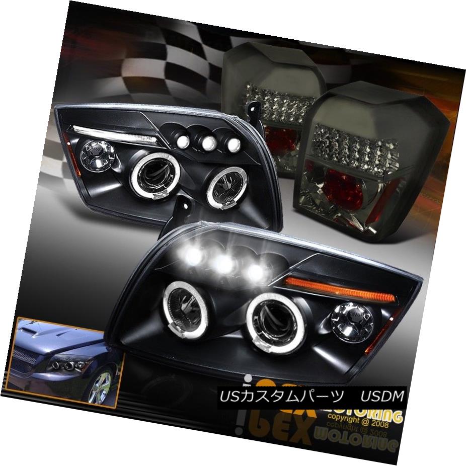 ヘッドライト 2007-2012 Dodge Caliber Black Dual Halo Projector Head Light W/ Smoke Tail Lamps 2007 - 2012年ダッジキャリバーブラックデュアルハロープロジェクターヘッドライトW /スモークテールランプ 【並行輸入品】