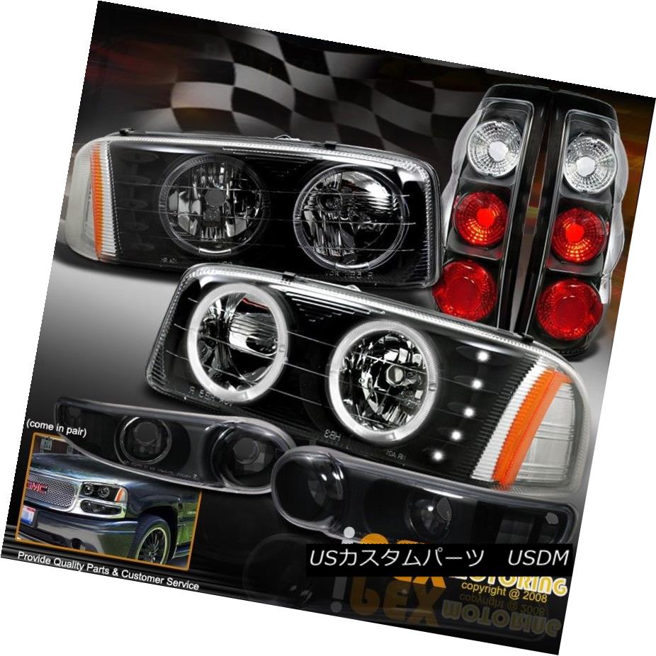 ヘッドライト 2002-2003 GMC Sierra 1500 Denali Halo LED Headlight + Signal + Tail Light Black 2002-2003 GMC Sierra 1500 Denali Halo LEDヘッドライト+信号+テールライトブラック 【並行輸入品】