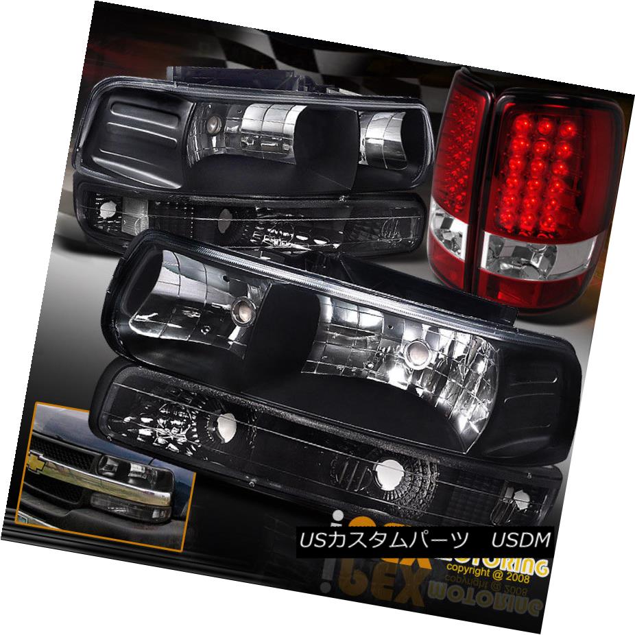 ヘッドライト 2000-2006 Chevy Suburban Tahoe Black Headlights + Signals + LED Tail Light Red 2000-2006シボレー郊外のタホブラックヘッドライト+信号+ LEDテールライトレッド 【並行輸入品】