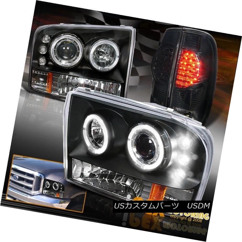 ヘッドライト New 99-04 Ford F250 Super-Duty Halo Black Projector Head Light + Smoke LED Tail New 99-04 Ford F250スーパーデューティーハローブラックプロジェクターヘッドライト+スモークLEDテール 【並行輸入品】