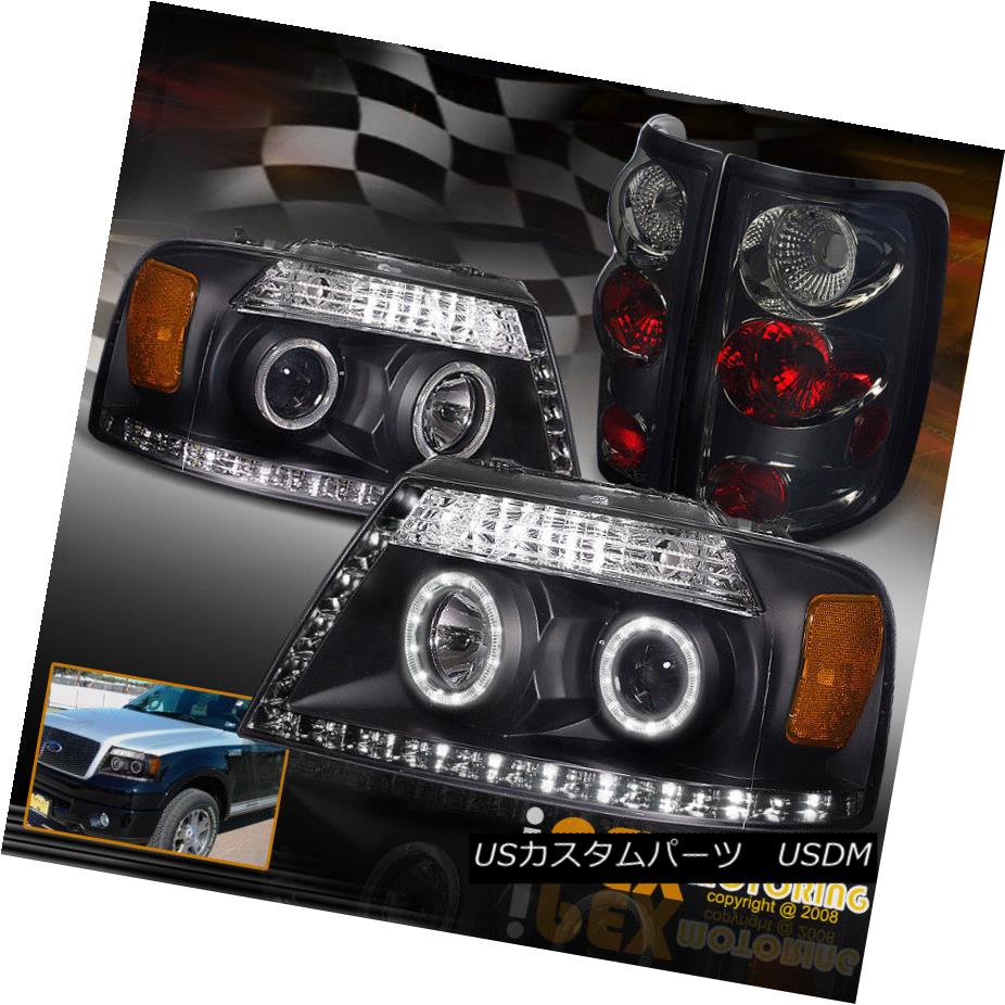 ヘッドライト 04-08 Ford F150 Brightest Halo Projector LED Black Headlights + Smoke Tail Light 04-08 Ford F150最も明るいハロープロジェクターLEDブラックヘッドライト+煙テールライト 【並行輸入品】