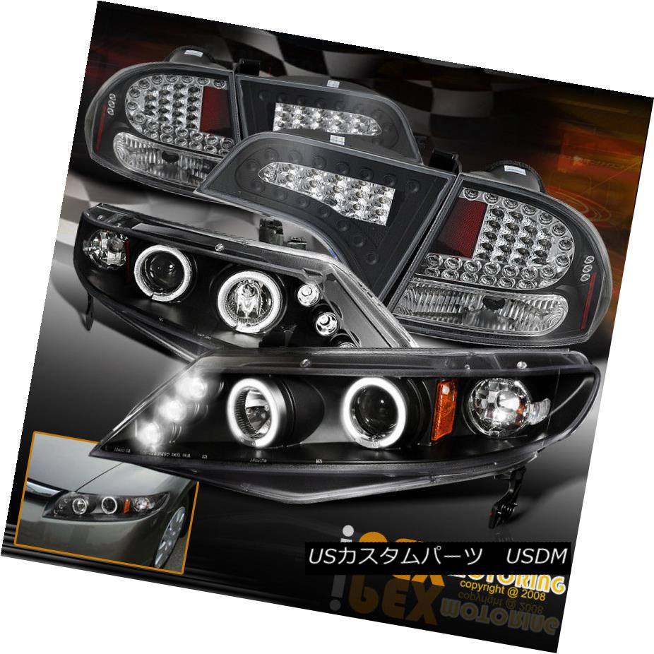 ヘッドライト 2006-2011 Honda Civic 4Dr Halo Projector Black Headlights + FULL LED Tail Lights 2006-2011 Honda Civic 4Dr Haloプロジェクターブラックヘッドライト+フルLEDテールライト 【並行輸入品】 65,824円