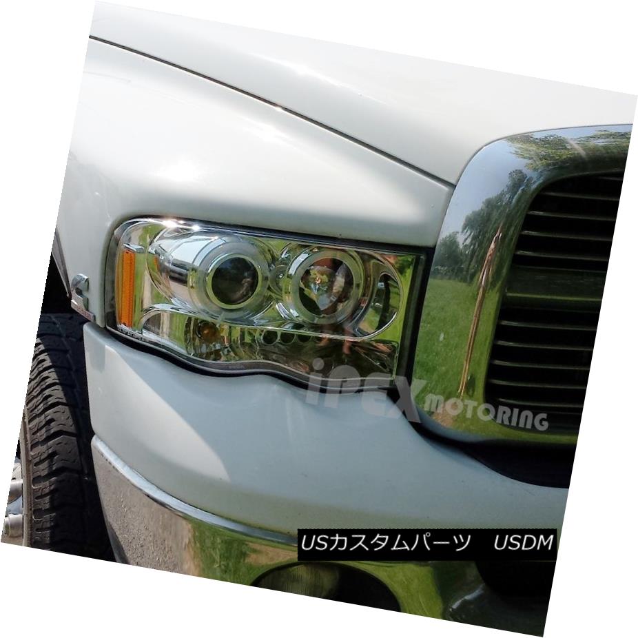 ヘッドライト For 2002-2005 Dodge Ram 1500 2500 3500 Dual Halo Projector LED Headlights Chrome 2002-2005 Dodge Ram用1500 2500 3500デュアルハロープロジェクターLEDヘッドライトクローム 【並行輸入品】