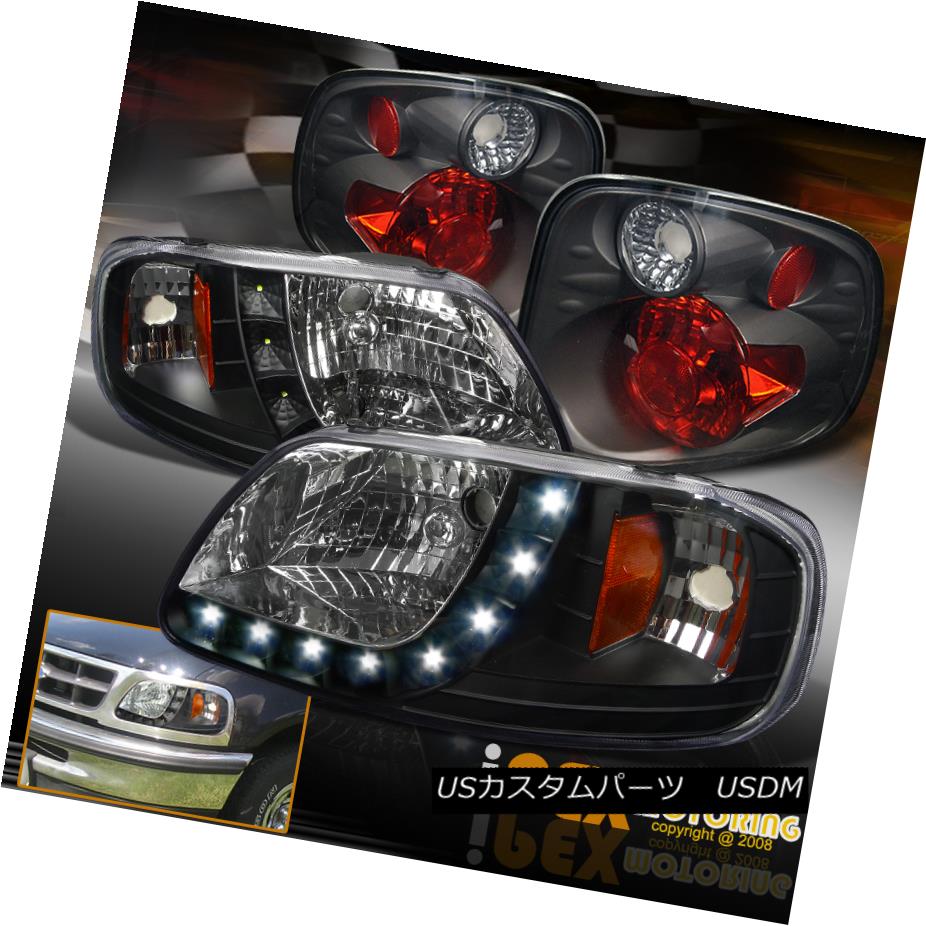 ヘッドライト 01-03 Ford F150 Lightning King Ranch Black LED Headlight W/ Signals + Tail Light 01-03フォードF150ライトニングキングランチブラックLEDヘッドライトW /シグナル+テールライト 【並行輸入品】