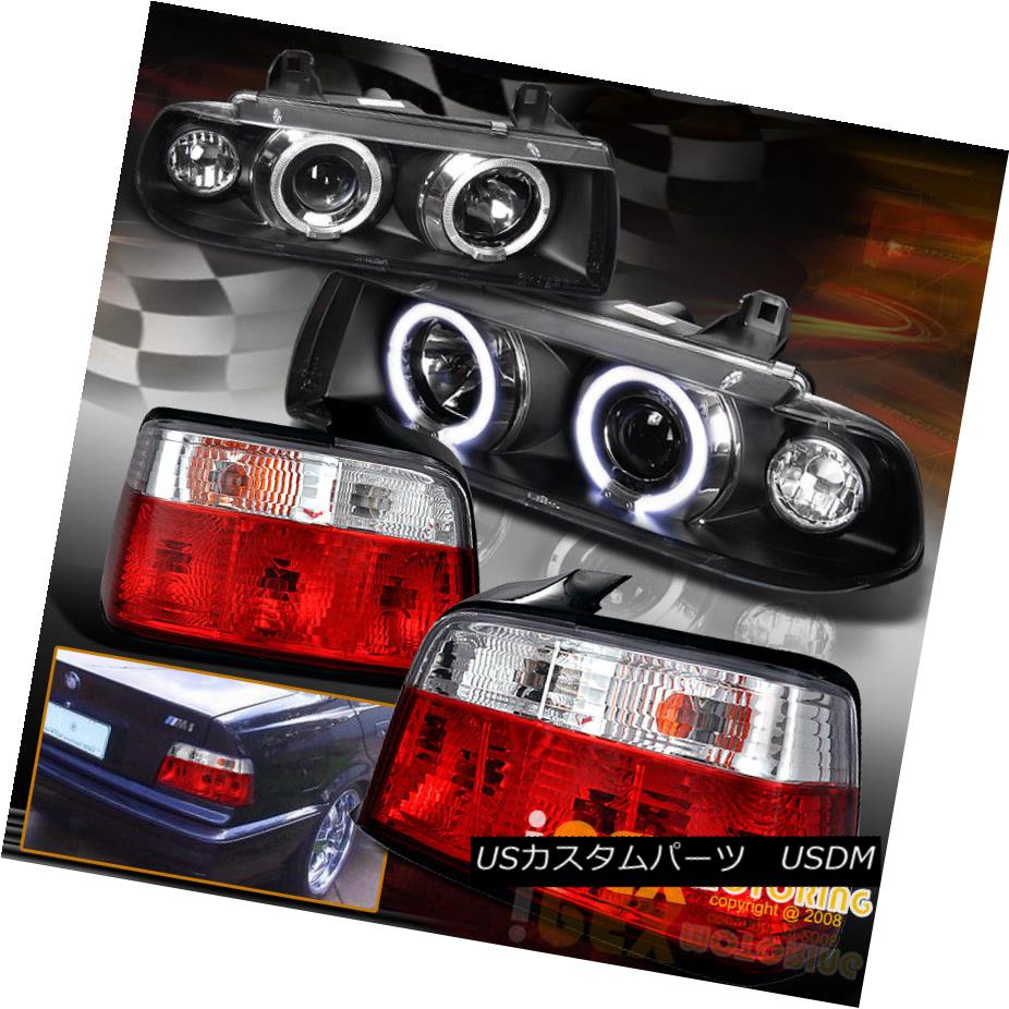 ヘッドライト 1992-1998 BMW 3-Series E36 4Dr Halo Projector Black Headlights + Red Tail Light 1992-1998 BMW 3シリーズE36 4Drハロープロジェクターブラックヘッドライト+レッドテールライト 【並行輸入品】