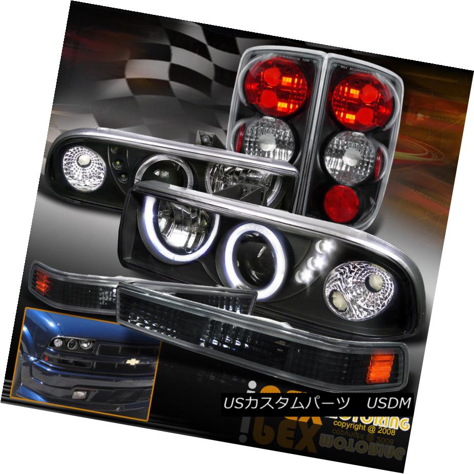ヘッドライト 1998-2004 Chevy Blazer LED Halo Projector Black Headlights + Signal + Tail Light 1998-2004シボレーブレイザーLEDハロープロジェクターブラックヘッドライト+信号+テールライト 【並行輸入品】