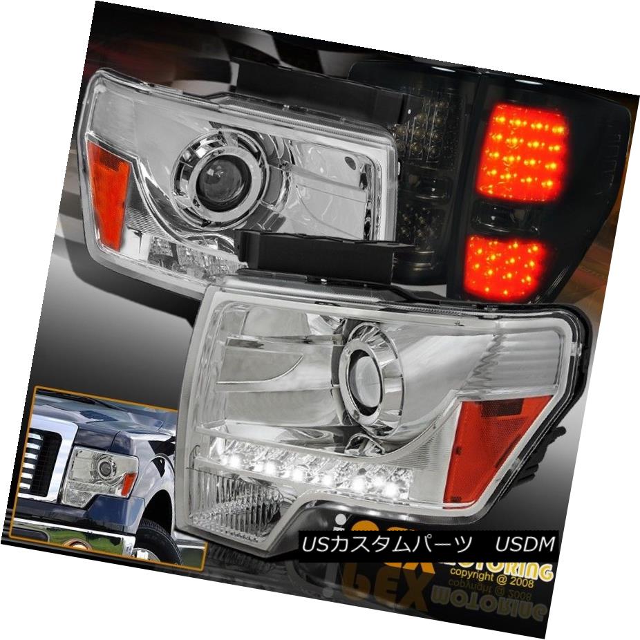 ヘッドライト Front & Rear Bright LED For 09-14 Ford F150 Projector Head Lights W/ Tail Lamps フロント＆amp; 09-14 Ford F150プロジェクターヘッドライトW /テールランプのリアブライトLED 【並行輸入品】