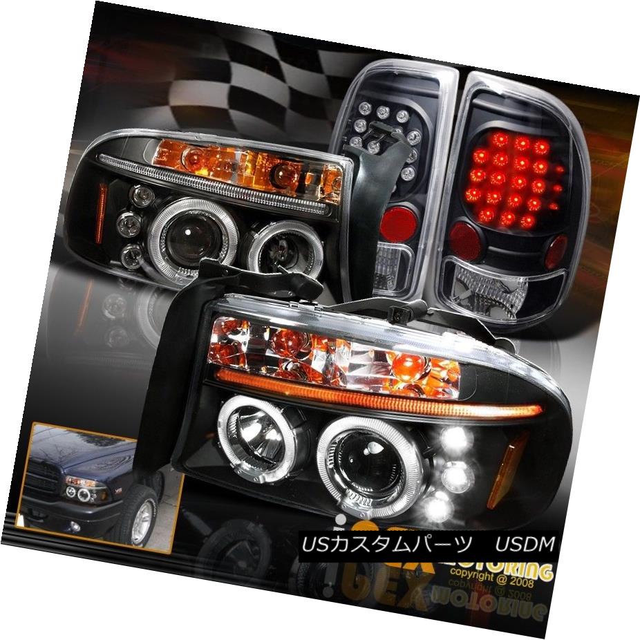 ヘッドライト 1997-2004 Dodge Dakota Halo Projector Black Headlights + Bright LED Tail Lights 1997年?2004年Dodge Dakota Haloプロジェクターブラックヘッドライト+ブライトLEDテールライト 【並行輸入品】