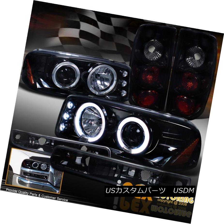 ヘッドライト 99-03 GMC Sierra GLOSS PIANO BLACK Halo LED Headlight + Dark Smoked Tail Light 99-03 GMC Sierra GLOSS PIANO BLACKハローLEDヘッドライト+ダークスモークテールライト 【並行輸入品】