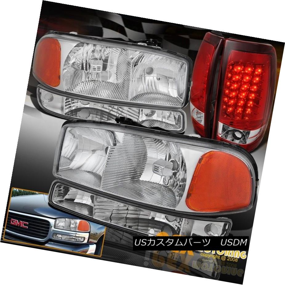 ヘッドライト For 1999-2003 GMC Sierra Chrome Headlight + Signals + Bright LED Tail Light Red 1999-2003 GMC Sierra Chromeヘッドライト+信号+明るいLEDテールライトレッド 【並行輸入品】