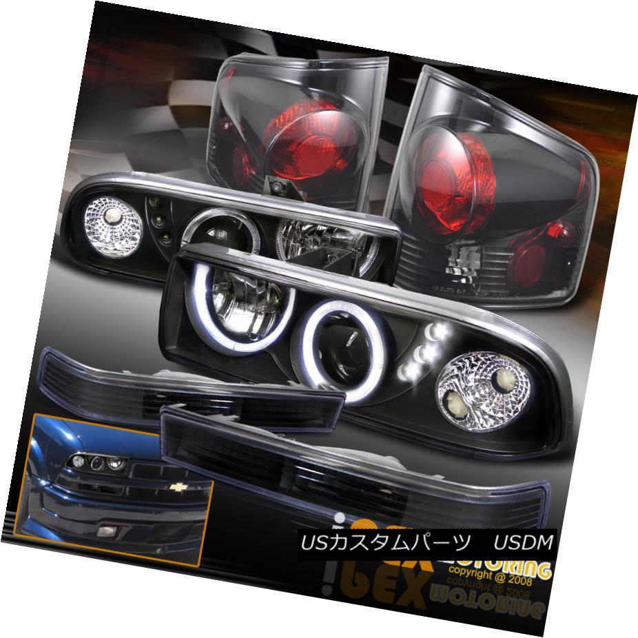 ヘッドライト 1998-2004 Chevy S10 Halo Projector Black Headlights+Signal+Dark Smoke Tail Light 1998-2004シボレーS10ハロープロジェクターブラックヘッドライト+シグモイド ナル+ダークスモークテールライト 【並行輸入品】