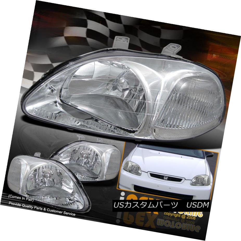 ヘッドライト New For 1996 1997 1998 Honda Civic 2Dr/4Dr Chromed Housing JDM Style Headlights New For 1996 1997 1998ホンダシビック2Dr / 4DrクロームハウジングJDMスタイルヘッドライト 【並行輸入品】