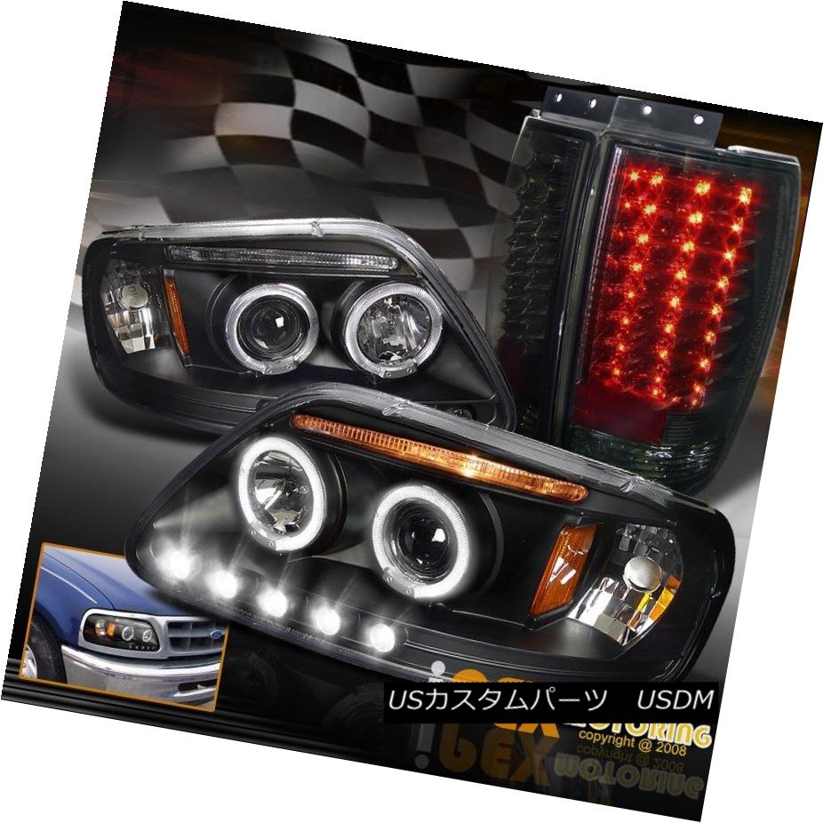 ヘッドライト 97-02 Ford Expedition Halo Black Headlight + LED Tail Light In Charcoal Smoke 97-02フォード遠征ヘイローブラックヘッドライト+ LEDテールライトチャコールスモーク 【並行輸入品】
