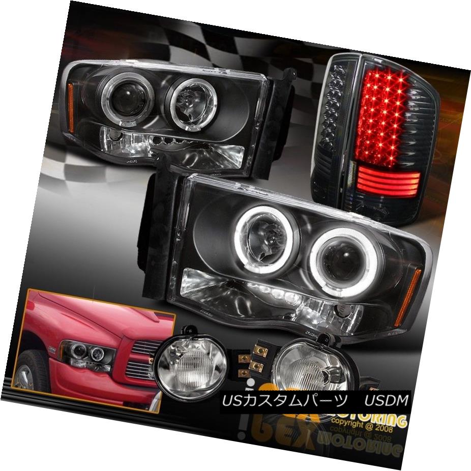 ヘッドライト 02-05 Ram DUAL HALO LED Projector HeadLight + LED Smoke Tail Lamp &Fog Light Kit 02-05 Ram DUAL HALO LEDプロジェクターヘッドライト+ LEDスモークテールランプ＆フォグライトキット 【並行輸入品】