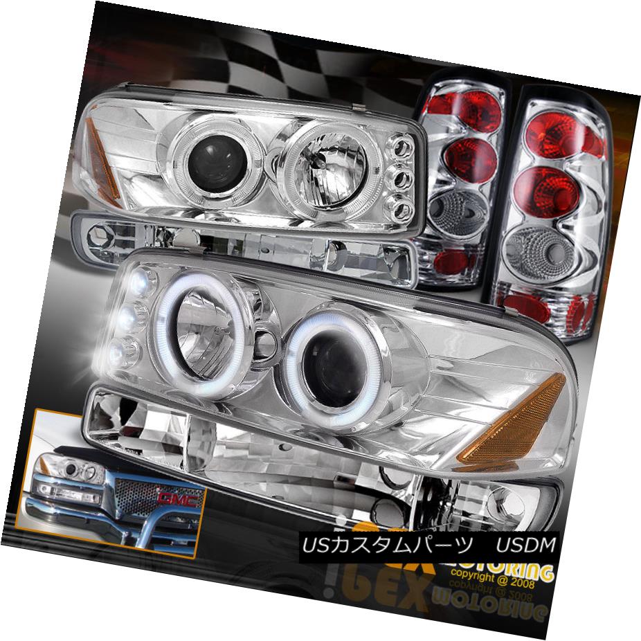 ヘッドライト 1999-2003 GMC Sierra Halo Projector LED Headlights + Signal + Tail Light Chrome 1999-2003 GMC Sierra HaloプロジェクターLEDヘッドライト+信号+テールライトクローム 【並行輸入品】 52,668円