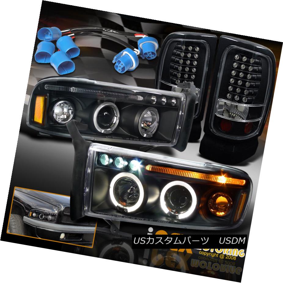 ヘッドライト For 97-01 Dodge Ram 1500 SPORT Halo Projector Headlights + LED Tail Lights Black 97-01 Dodge Ram 1500スポーツヘイロープロジェクターヘッドライト+ LEDテールライトブラック 【並行輸入品】