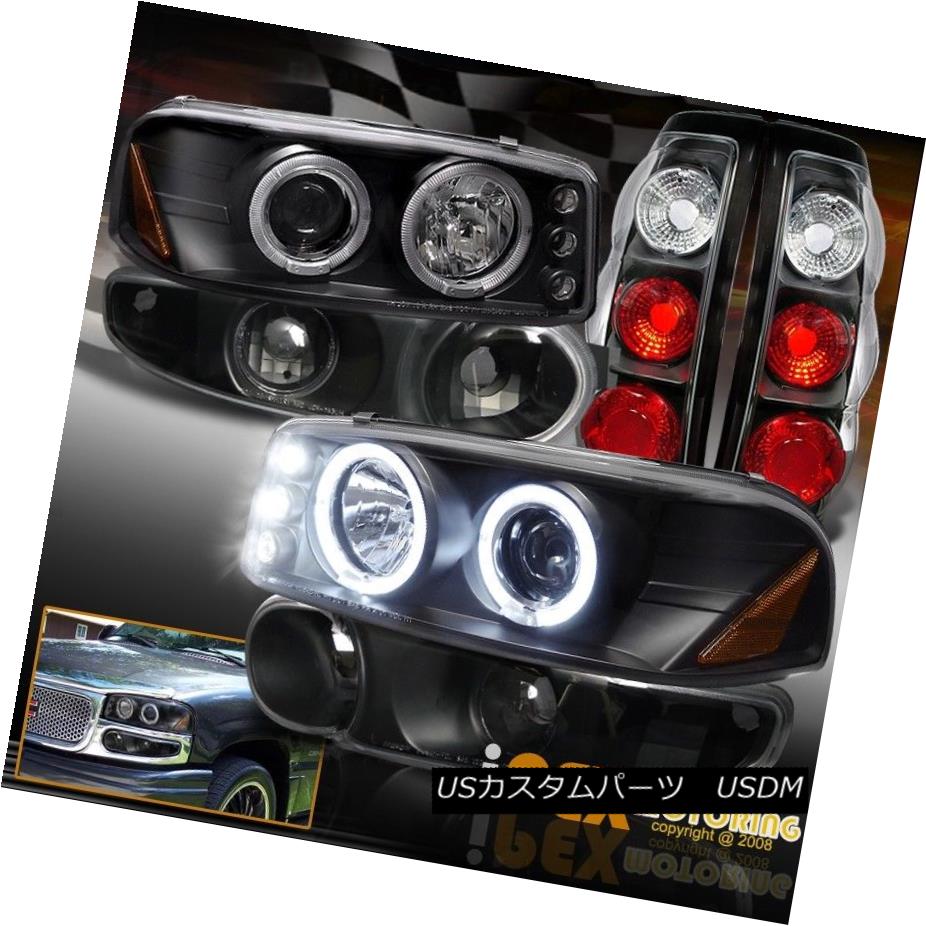 ヘッドライト 02-03 GMC Sierra Denali Halo Projector Headlights W/ Signals + Tail Lights Black 02-03 GMC Sierra Denali HaloプロジェクターヘッドライトW /信号+テールライトブラック 【並行輸入品】