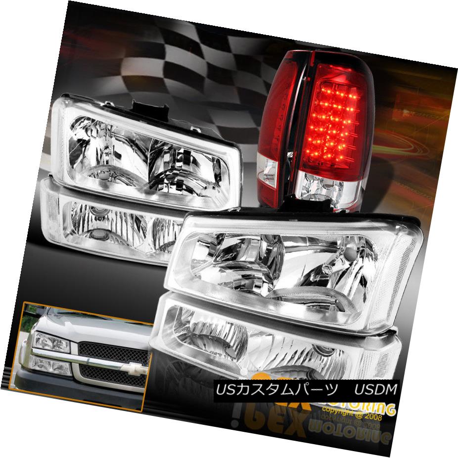 ヘッドライト 2003-2006 Chevy Silverado 1500 2500HD Chrome Headlight + Signal + LED Tail Light 2003-2006シボレーシルバラード1500 2500HDクロームヘッドライト+信号+ LEDテールライト 【並行輸入品】