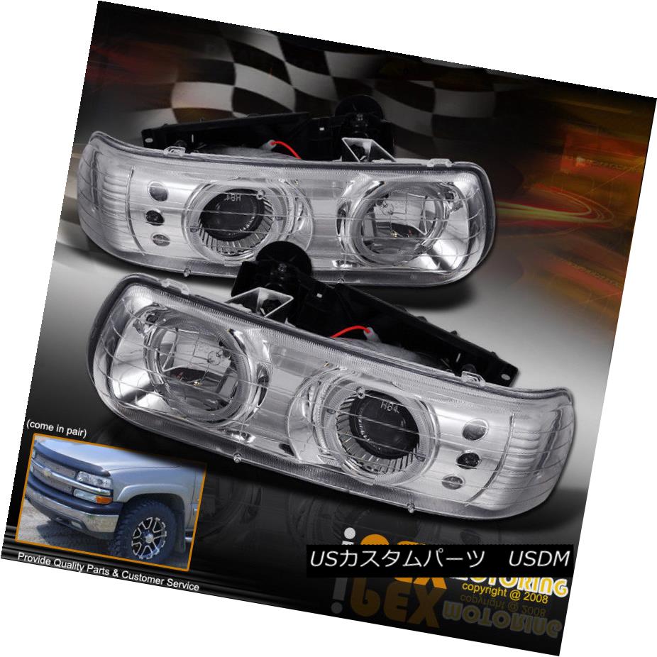 ヘッドライト Suburban / Tahoe / Silverado Chrome Twin Halo LED/SMD Projector Head Light Lamps 郊外/タホ/シルバラードクロムツインHalo LED / SMDプロジェクターヘッドライトランプ 【並行輸入品】