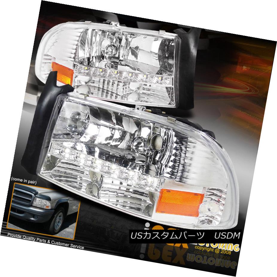 ヘッドライト New 1997-2004 Dodge Dakota Chrome Signal Corner Headlight W/ LED Driving Lights 新しい1997年?2004年のDodge Dakotaクローム信号コーナーヘッドライト、LED駆動灯 【並行輸入品】
