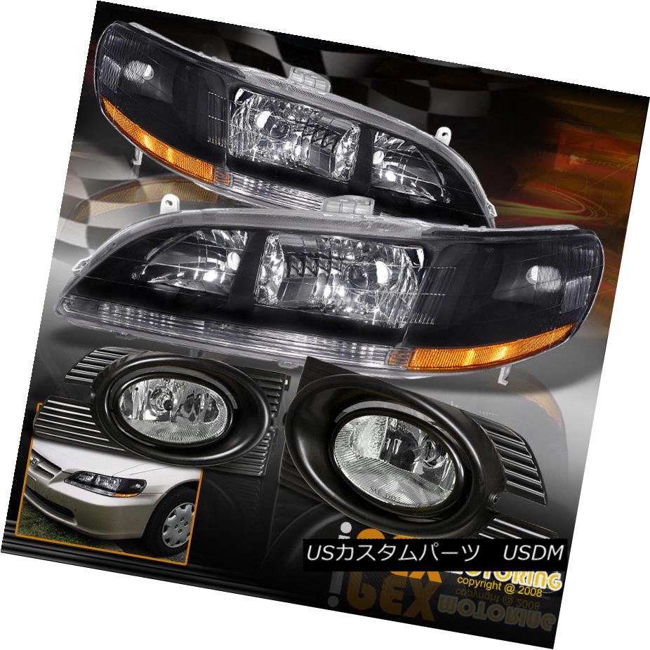 ヘッドライト 2001-2002 Honda Accord 4Dr Sedan JDM Black Headlights W/ Clear Fog Lights Kit 2001-2002ホンダアコード4DrセダンJDMブラックヘッドライトW /クリアフォグライトキット 【並行輸入品】