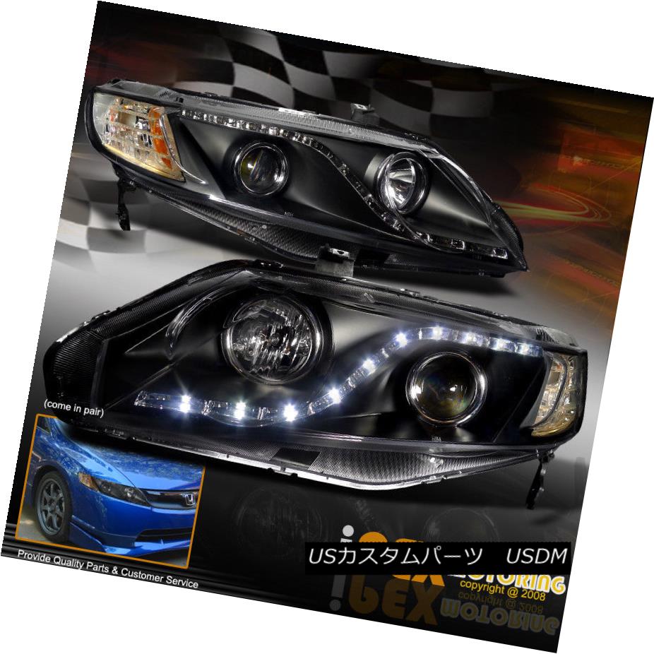 ヘッドライト For 2006-2011 Honda Civic 4Dr Sedan JDM Black Projector Headlight w/ Z - LED DRL 2006 - 2011年ホンダシビック4DrセダンJDMブラックプロジェクターヘッドライト（Z-LED DRL） 【並行輸入品】