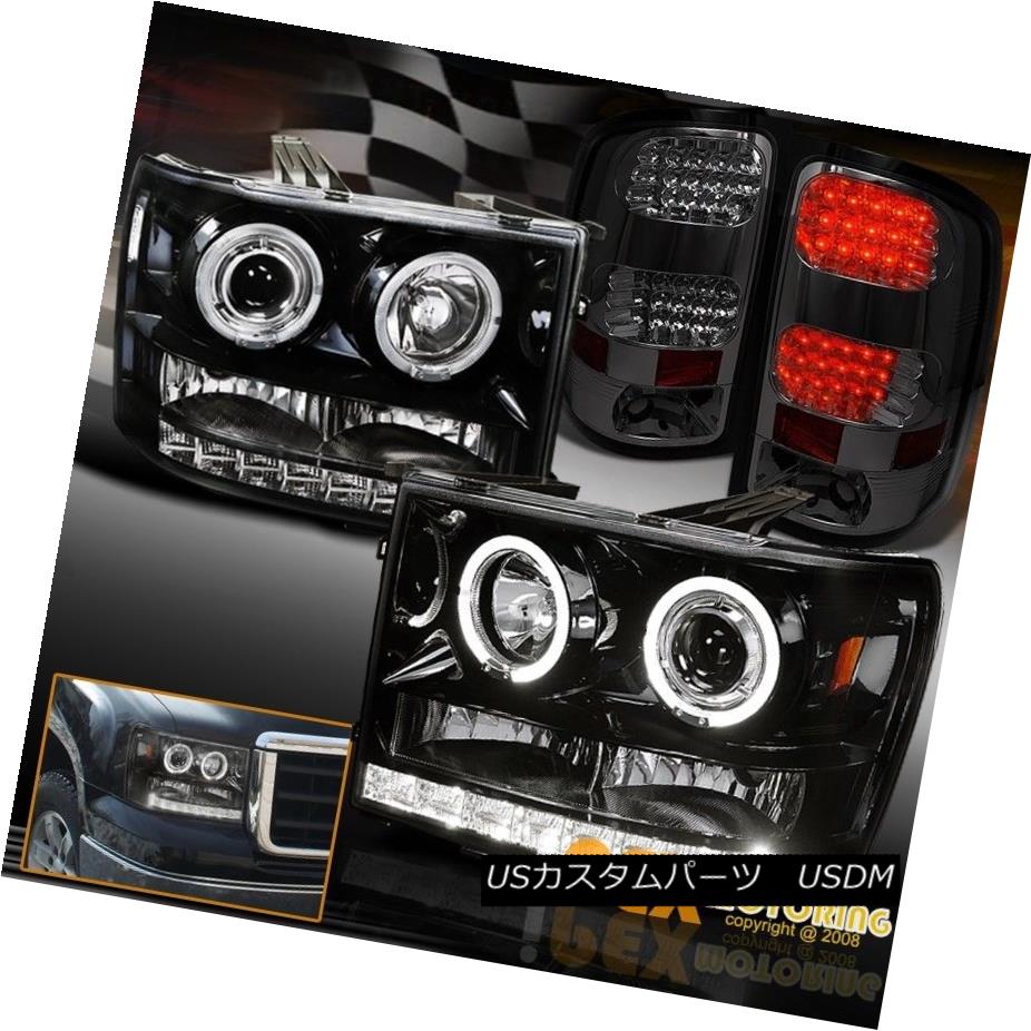 ヘッドライト 2007-2013 GMC Sierra Halo Projector Dark Black Headlight + Smoke LED Tail Light 2007-2013 GMC Sierra Haloプロジェクターダークブラックヘッドライト+スモークLEDテールライト 【並行輸入品】