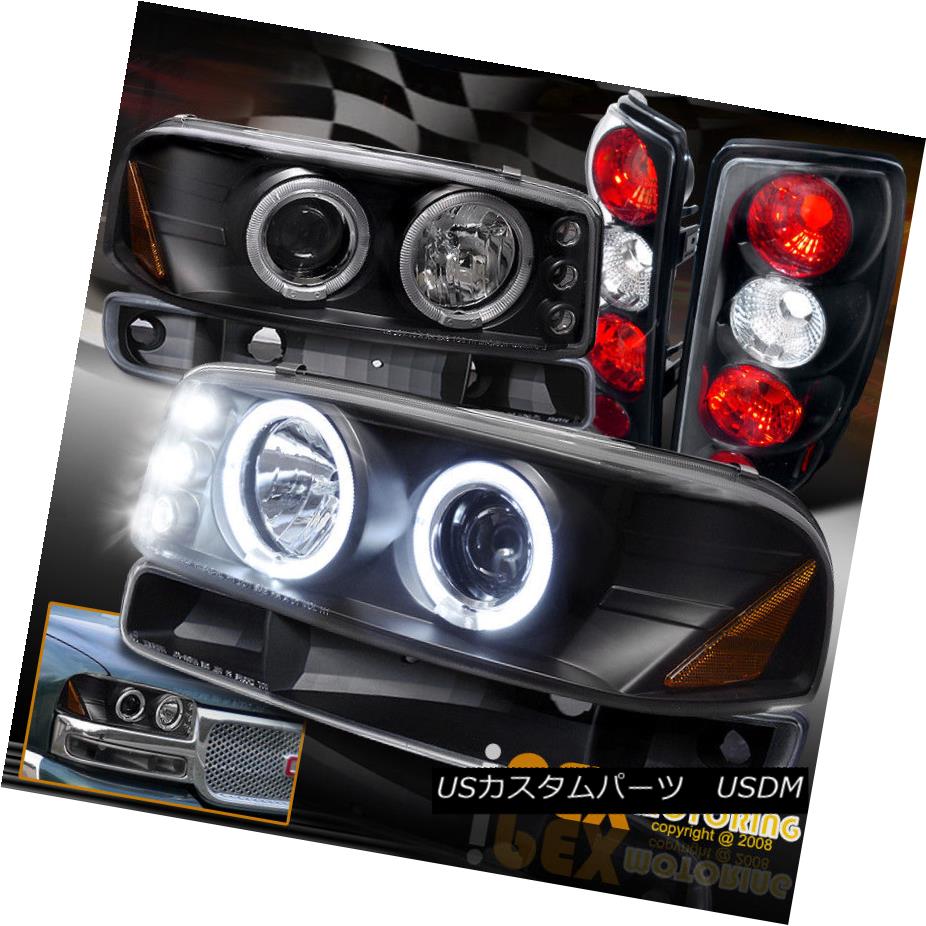 ヘッドライト Set: GMC Yukon SLT SLE Halo Projector Black LED Headlight W/ Signal + Tail Light セット：GMCユーコンSLT SLEハロープロジェクターブラックLEDヘッドライトW /信号+テールライト 【並行輸入品】