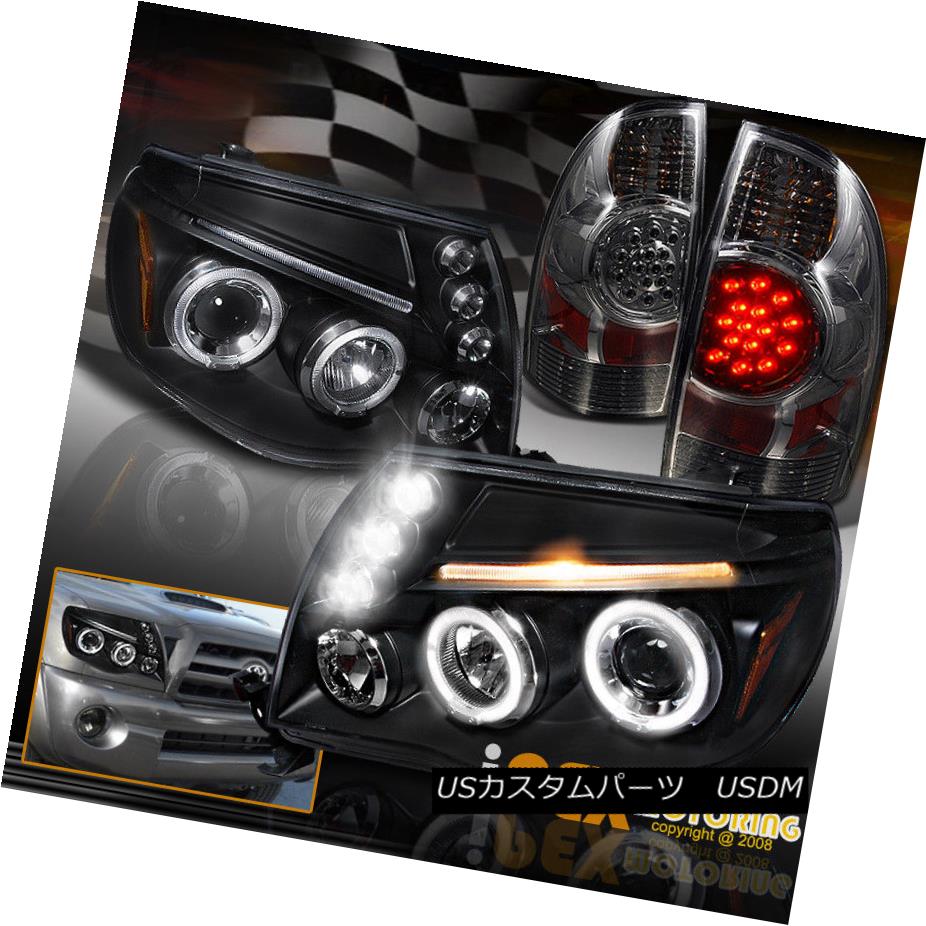 ヘッドライト 2005-2008 Toyota Tacoma Halo Projector Black Headlights + LED Tail Lights Smoke 2005-2008トヨタタコマヘイロープロジェクターブラックヘッドライト+ LEDテールライトスモーク 【並行輸入品】