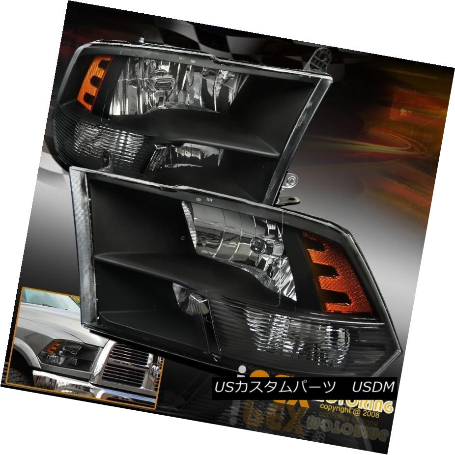 ヘッドライト 09-16 Dodge Ram 1500 2500 3500 Quad Style Black Headlight W/ Amber Reflector 09-16 Dodge Ram 1500 2500 3500クワッドスタイルブラックヘッドライトW /アンバーリフレクター 【並行輸入品】