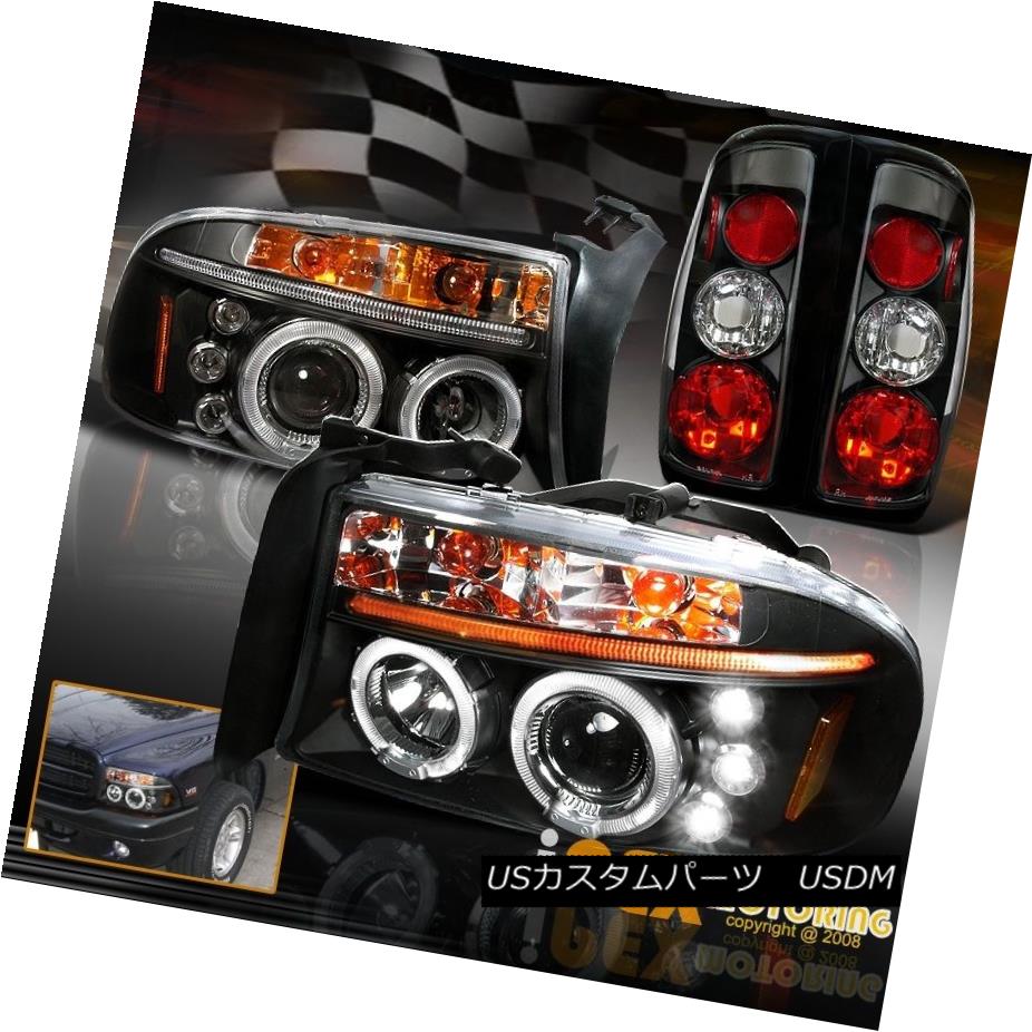 ヘッドライト 1997-2004 Dodge Dakota Dual Halo Projector LED Headlights + Black Tail Light 1997-2004 Dodge DakotaデュアルヘイロープロジェクターLEDヘッドライト+ブラックテールライト 【並行輸入品】