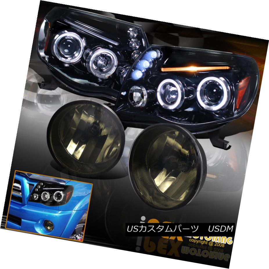 ヘッドライト 2005-2011 Toyota Tacoma Halo Projector Gloss Black Headlights + Smoke Fog Lights 2005-2011トヨタタコマヘイロープロジェクターグロスブラックヘッドライト+スモークフォグライト 【並行輸入品】